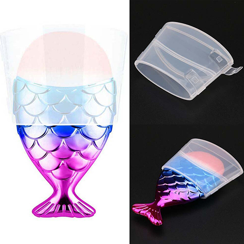 fish scale makeup brush fishtail bottom brush protection box cover comicool shop