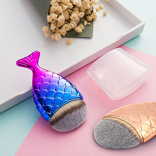 fish scale makeup brush fishtail bottom brush protection box cover comicool shop