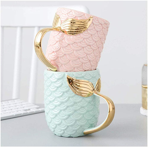 mermaid mug - fish scale and tail design coffee mug comicool shop