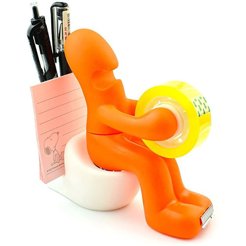 pooping man tape dispenser pen holder sticky notes holder paper clip organizer comicool shop